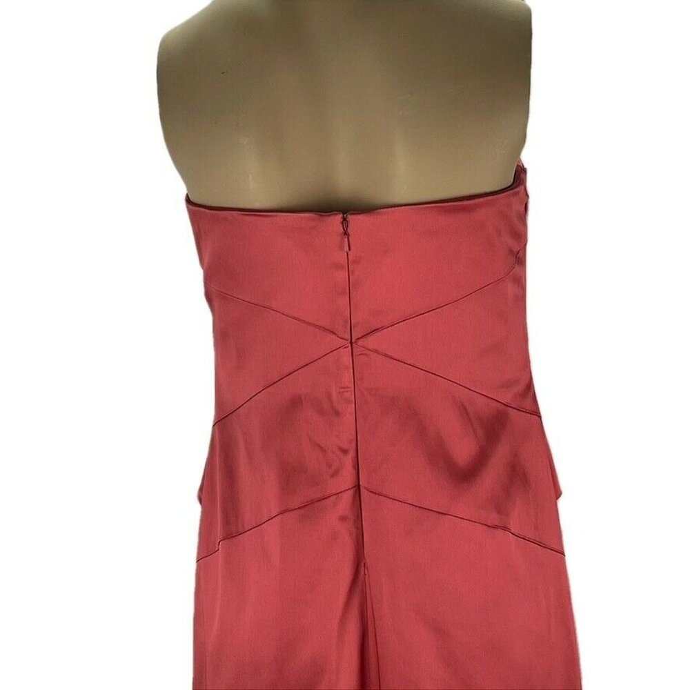 Phoebe Couture Strapless Red Satin Evening Gown - Picture 5 of 9